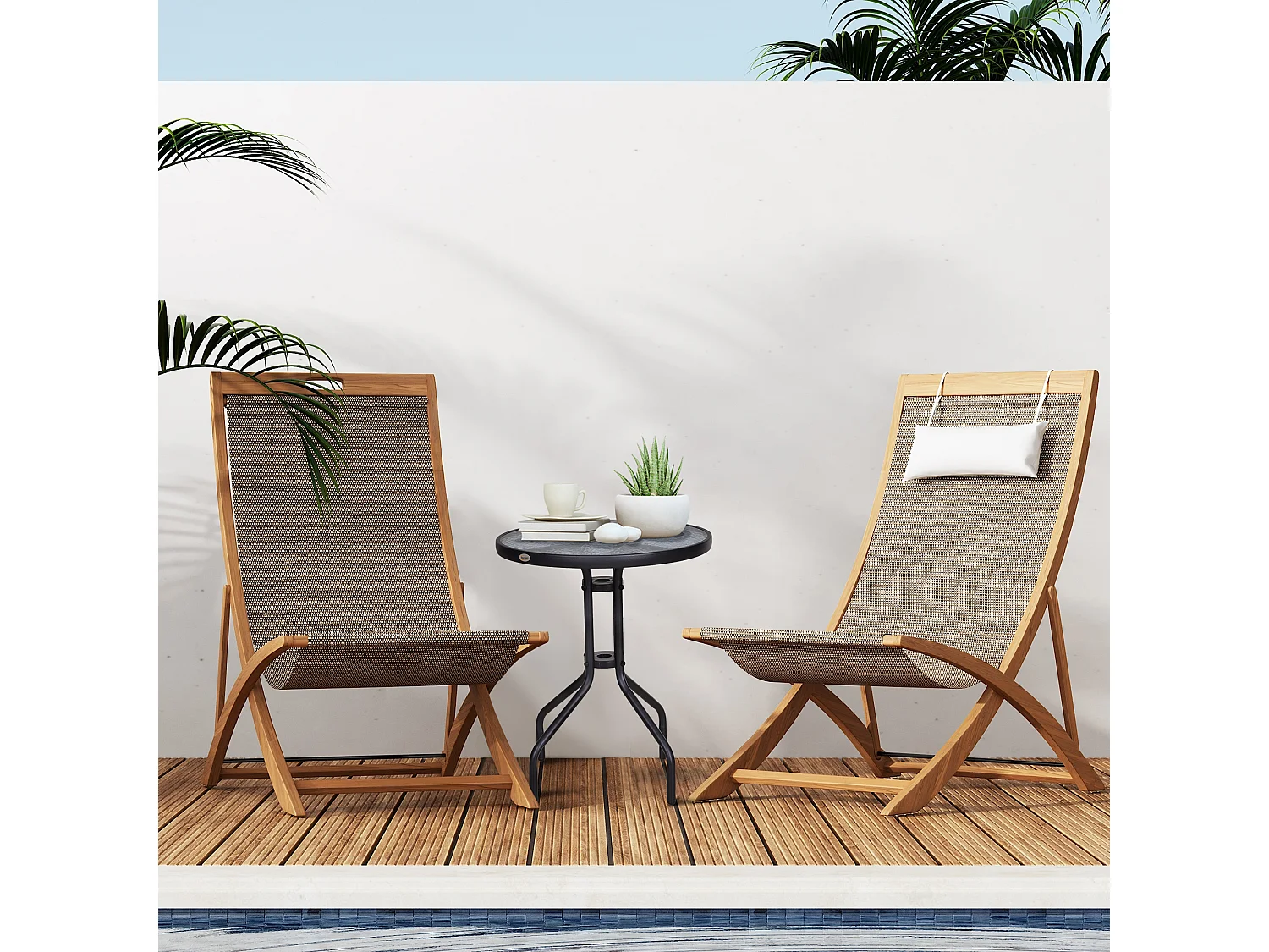 Mesa de jardín negro 60x60x70 cm Outsunny