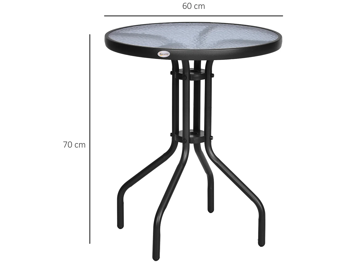 Mesa de jardín negro 60x60x70 cm Outsunny