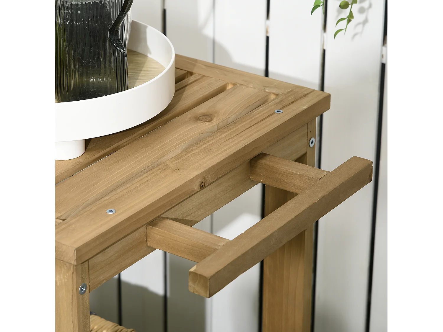 Carrito de servicio madera natural 95x47x74 cm Outsunny