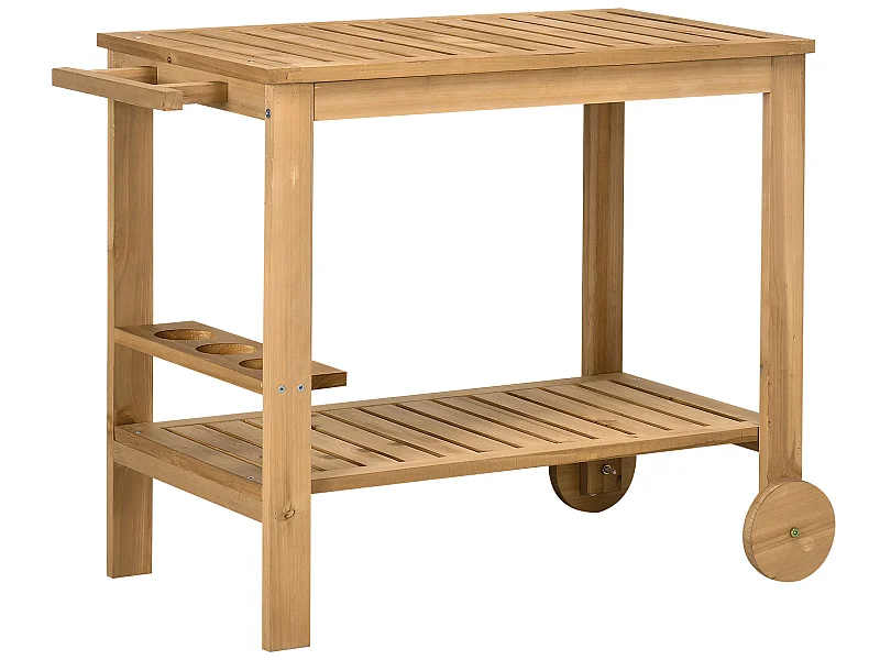 Carrito de servicio madera natural 95x47x74 cm Outsunny