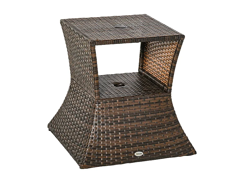 Mesa de centro ratán marrón 54x54x55 cm Outsunny