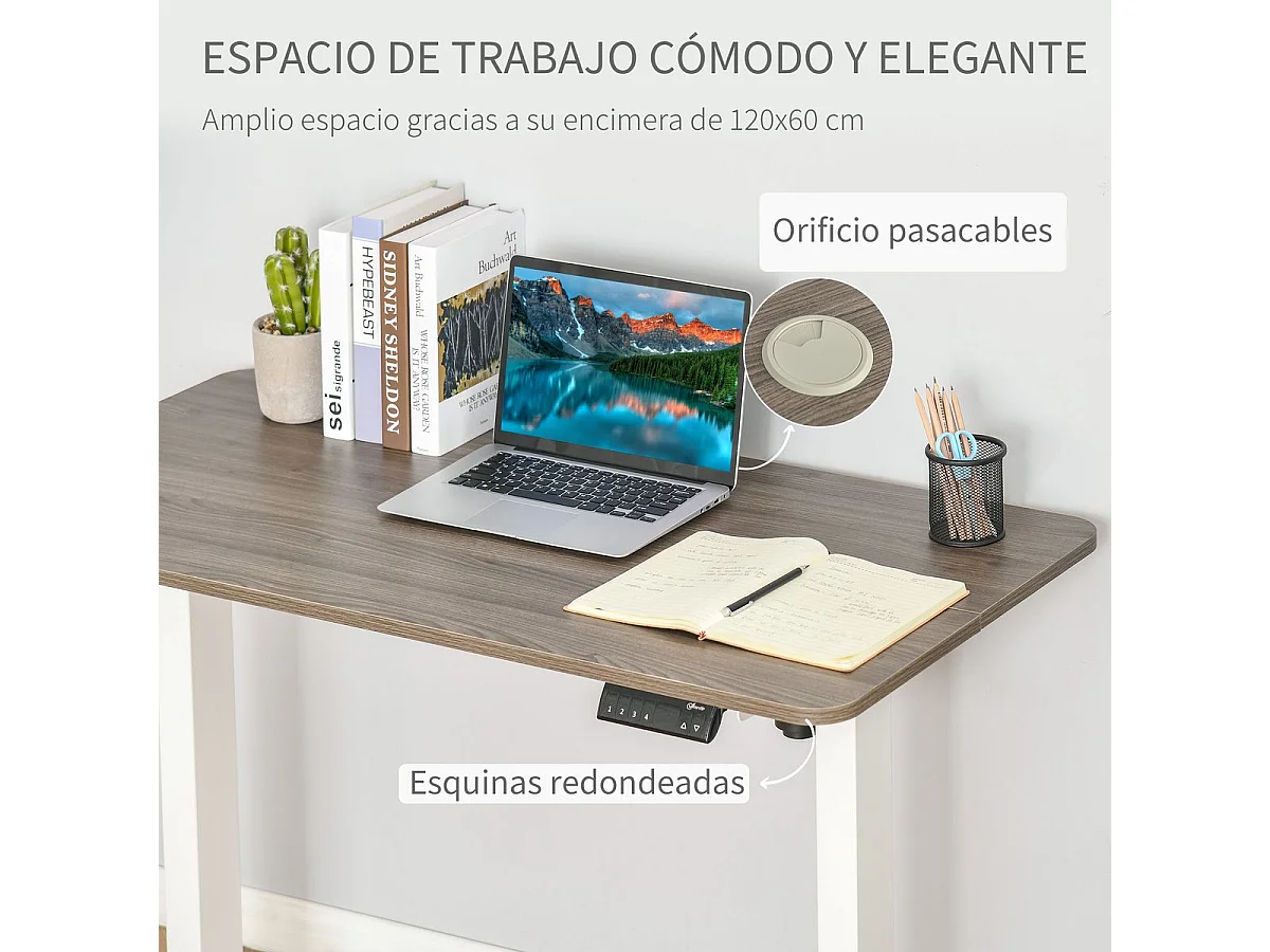 Escritorio eléctrico de pie blanco 120x60x116 cm Vinsetto