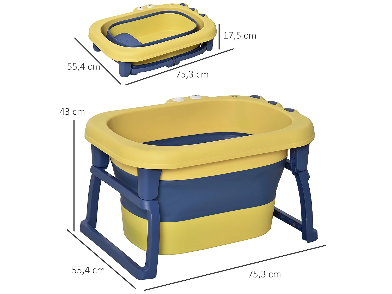 Bañera para bebé amarillo y azul 75.3x55.4x43 cm HOMCOM