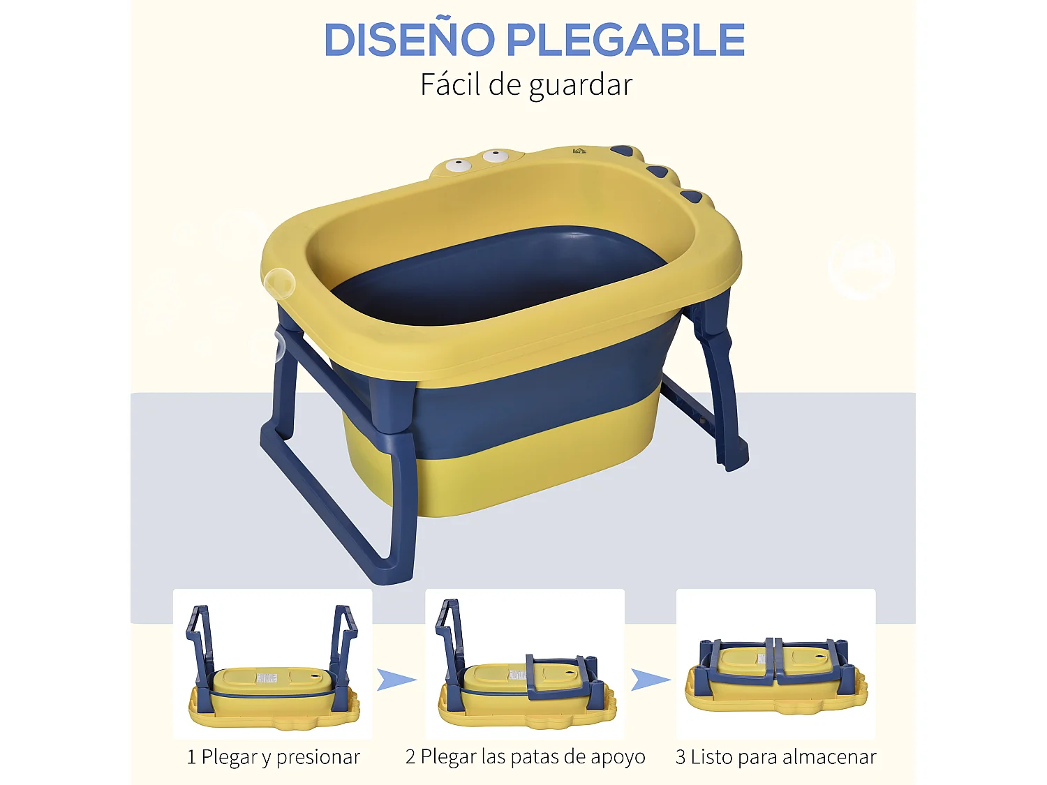 Bañera para bebé amarillo y azul 75.3x55.4x43 cm HOMCOM