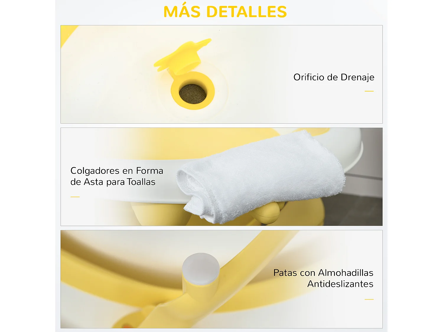 Bañera para bebé plegable amarillo 81.5x50.5x23.5 cm HOMCOM