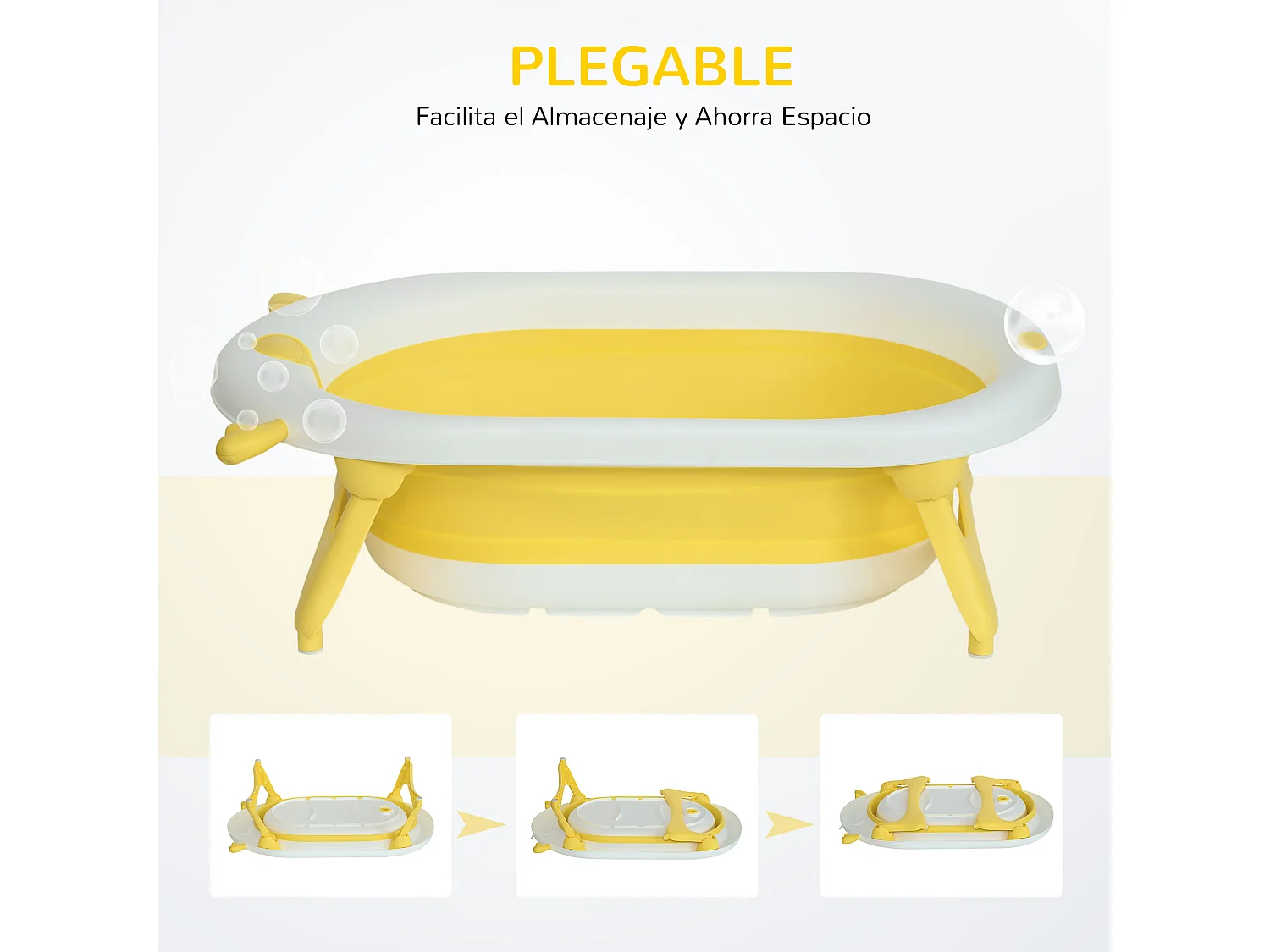 Bañera para bebé plegable amarillo 81.5x50.5x23.5 cm HOMCOM