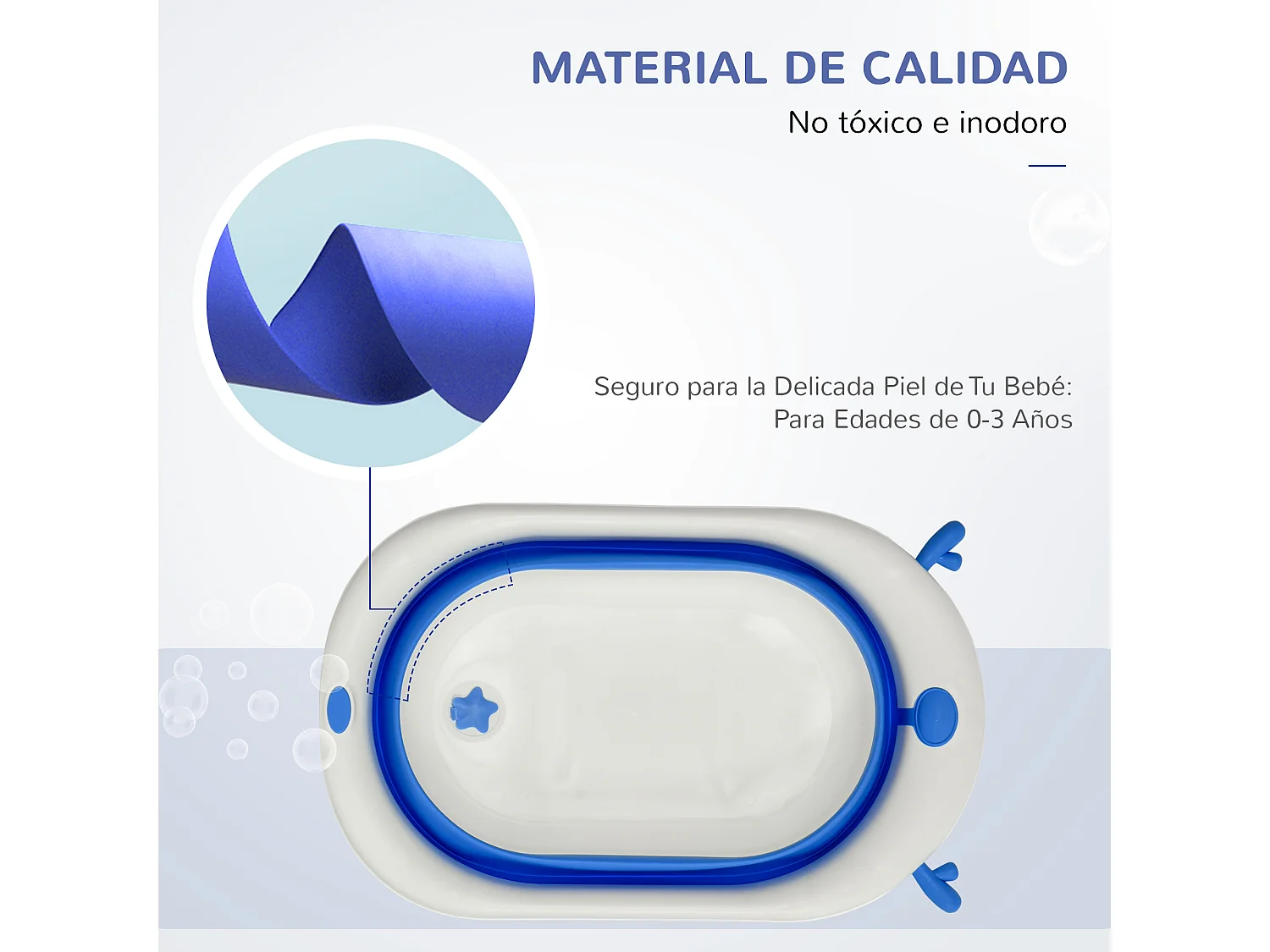 Bañera para bebé plegable azul 81.5x50.5x23.5 cm HOMCOM