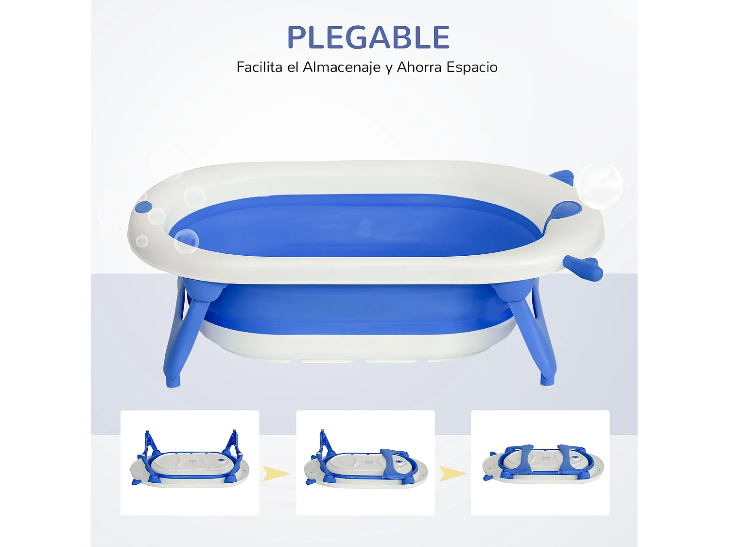 Bañera para bebé plegable azul 81.5x50.5x23.5 cm HOMCOM