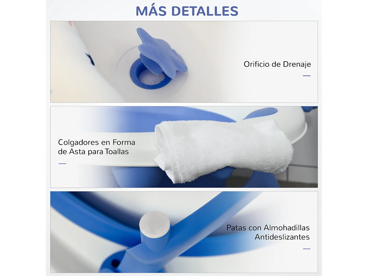 Bañera para bebé plegable azul 81.5x50.5x23.5 cm HOMCOM