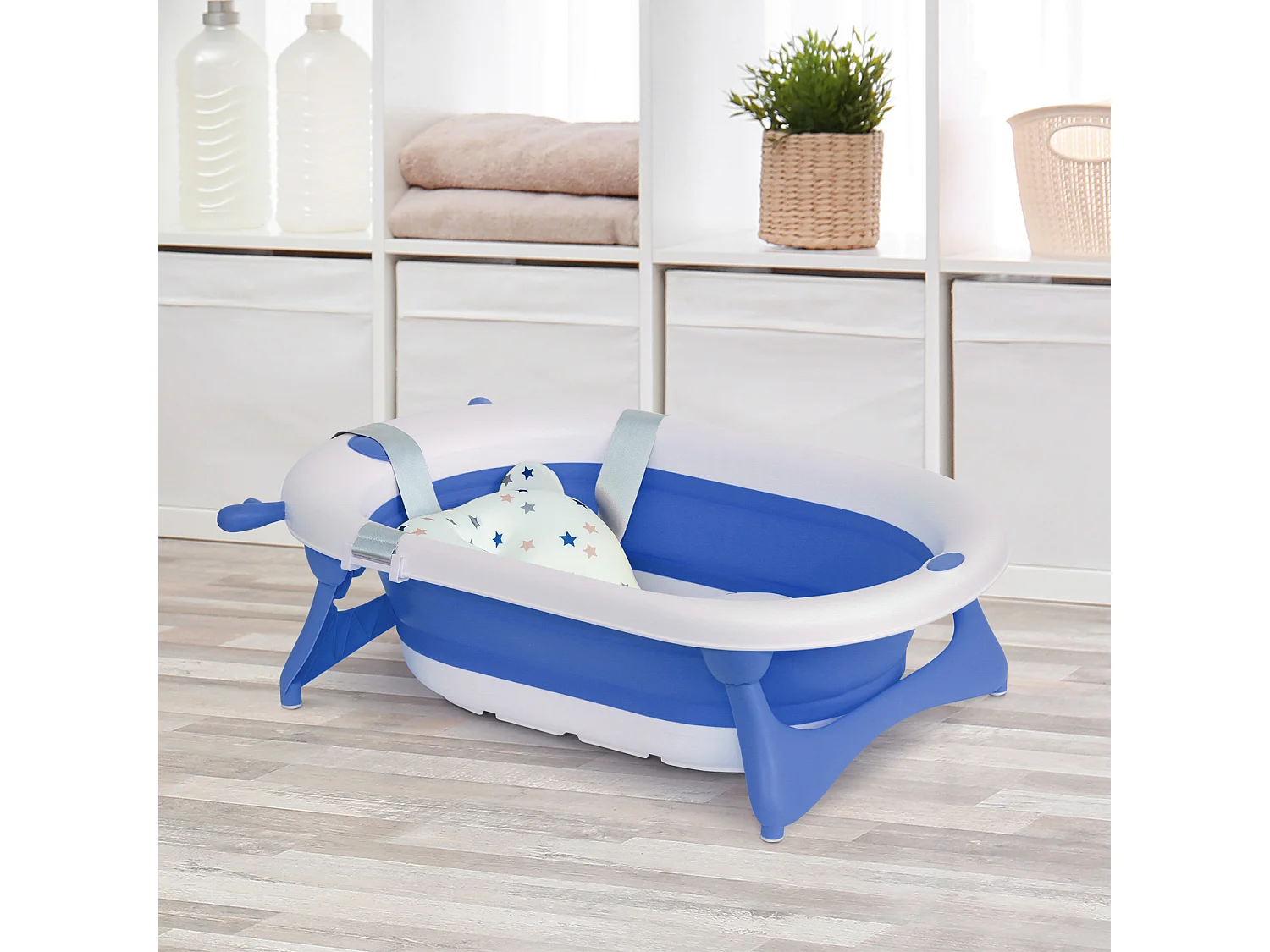 Bañera para bebé plegable azul 81.5x50.5x23.5 cm HOMCOM