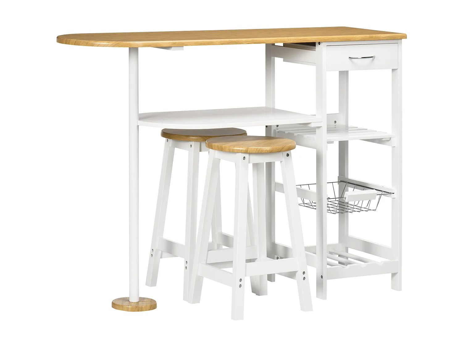 Conjunto de bar blanco y natural 119x38.5x88.5 cm HOMCOM