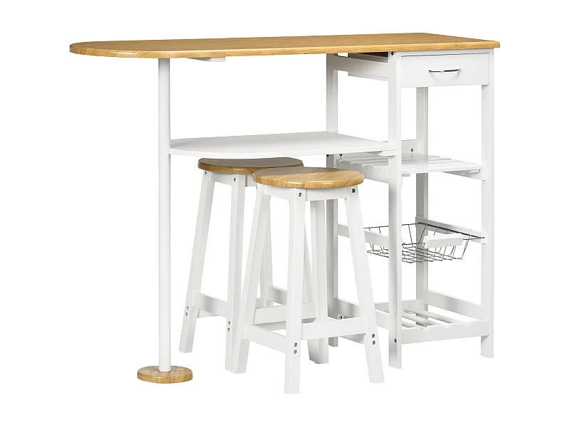 Conjunto de bar blanco y natural 119x38.5x88.5 cm HOMCOM