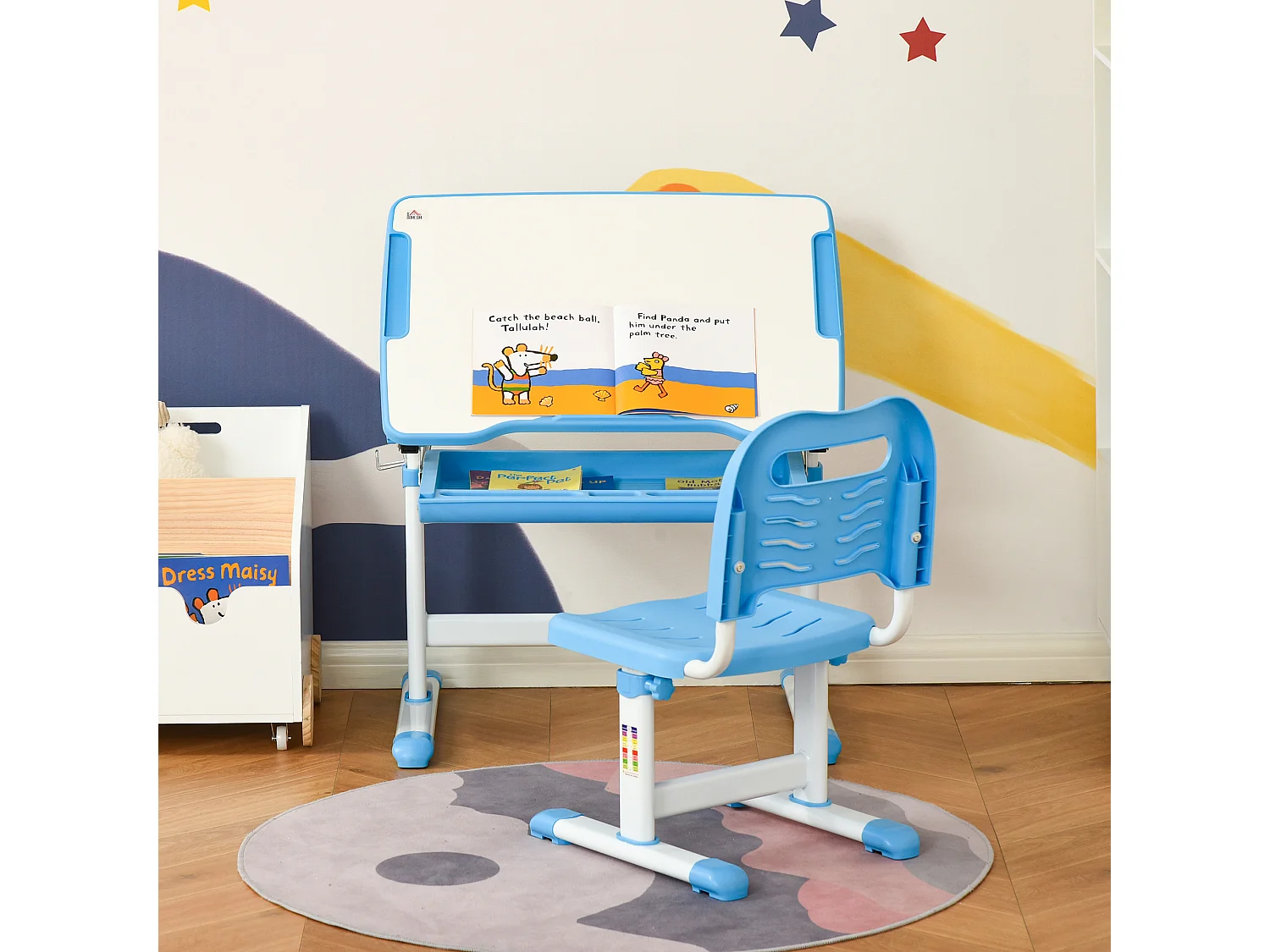 Pupitre infantil con silla azul 66x47x77 cm HOMCOM