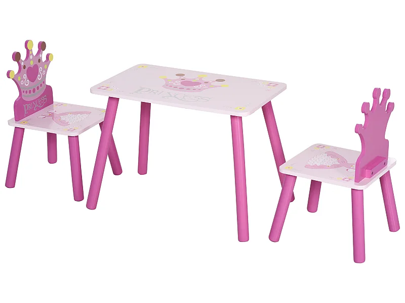 Juego de mesa y 2 sillas infantiles rosa 55x34x42 cm HOMCOM