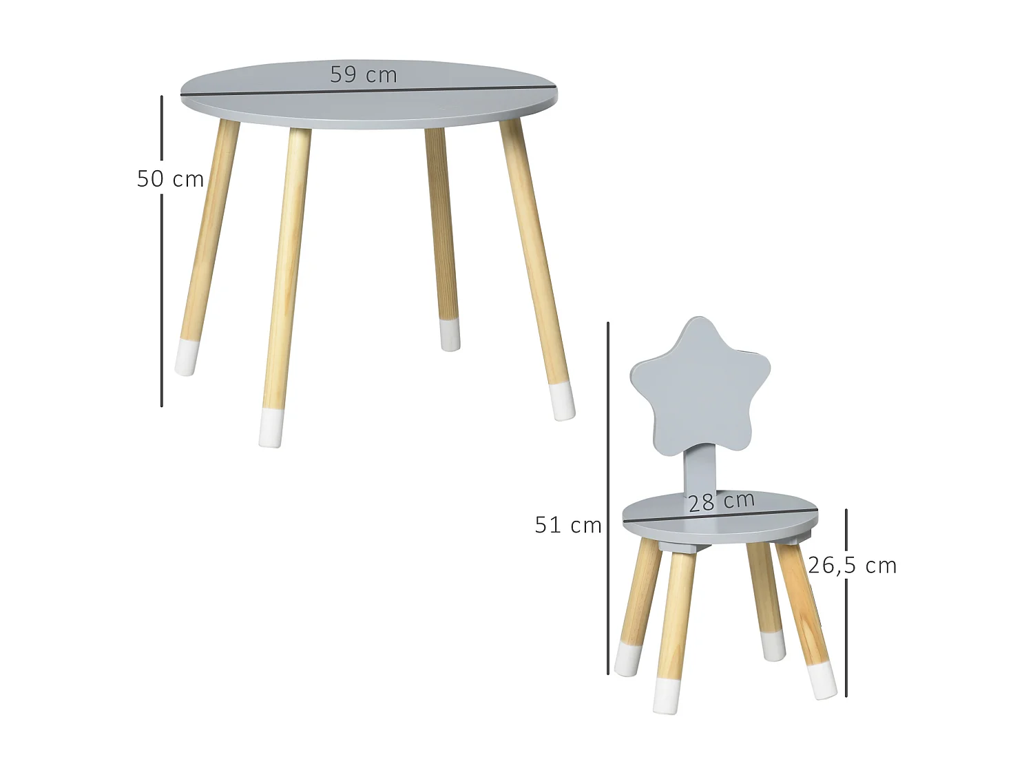 Muebles infantiles gris 59x59x50 cm HOMCOM