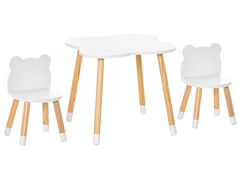 Juego infantil de mesa y 2 sillas blanco 56x56x50 cm HOMCOM