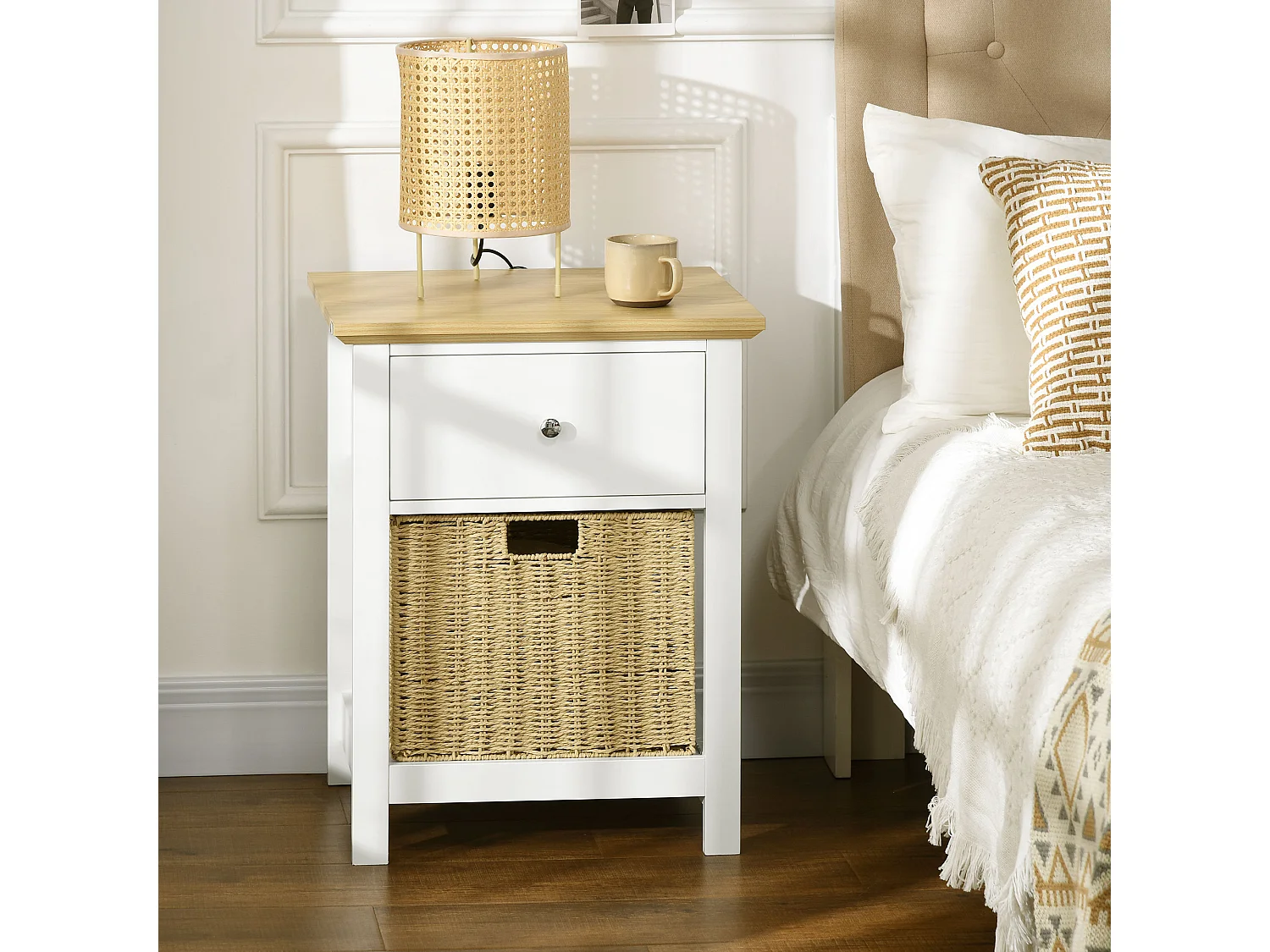 Mesita de noche blanco 49x39x64 cm HOMCOM