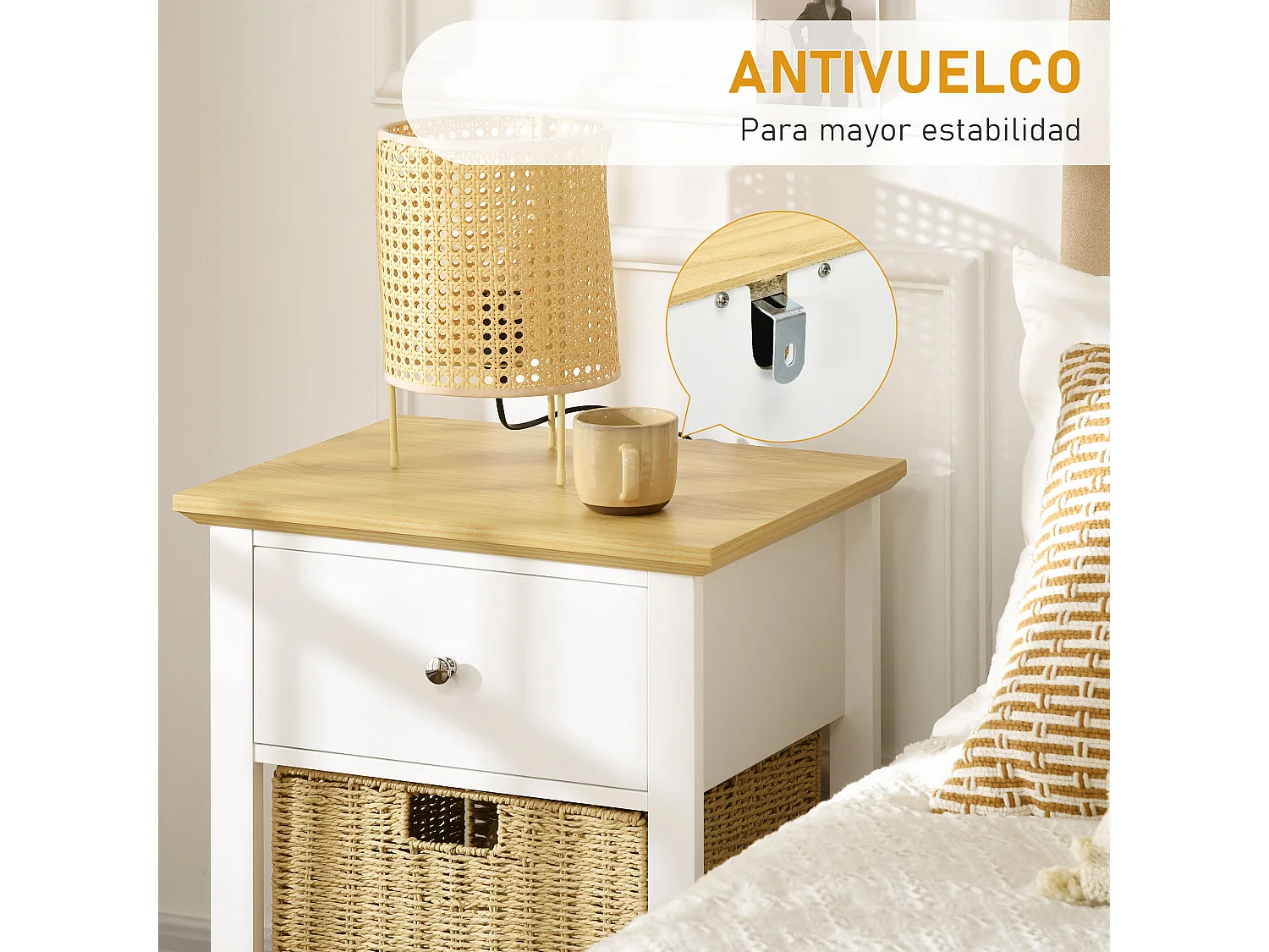 Mesita de noche blanco 49x39x64 cm HOMCOM