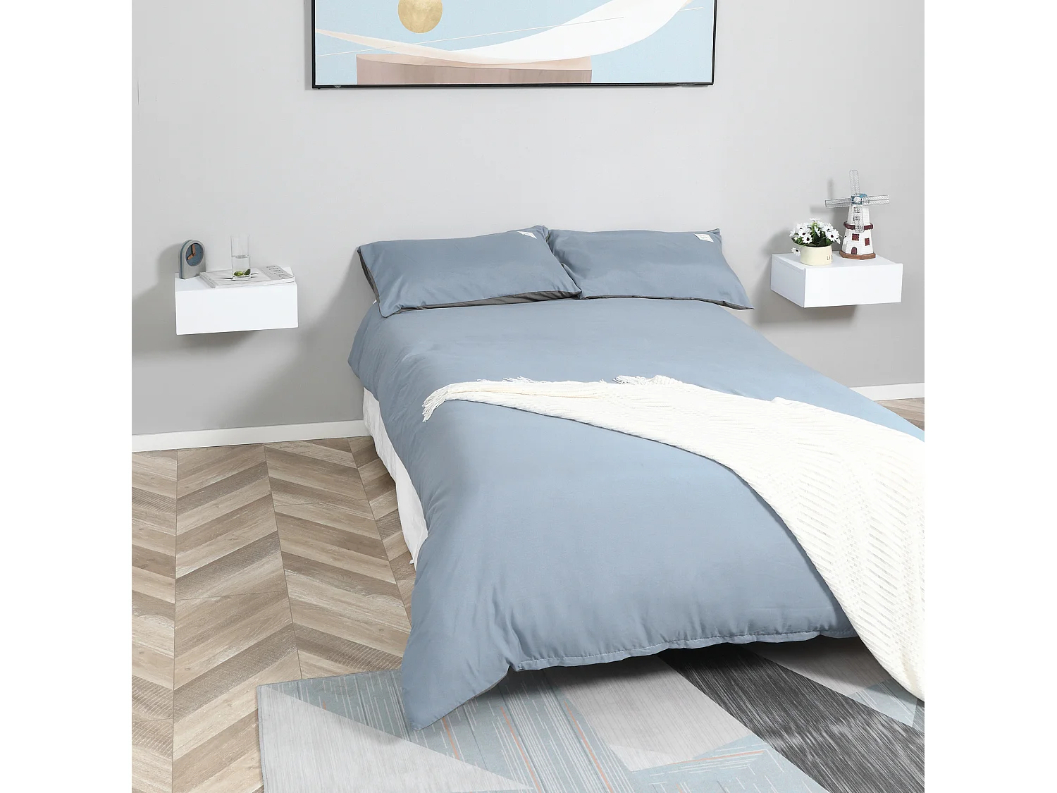 Mesitas de noche flotantes blanco 40x30x15 cm HOMCOM