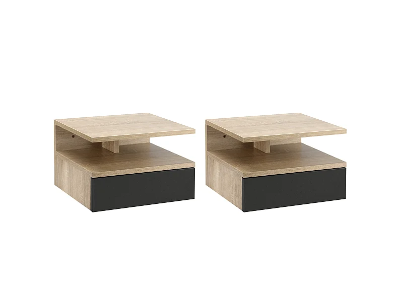 Set de 2 mesitas de noche roble 35x32x22.5 cm HOMCOM
