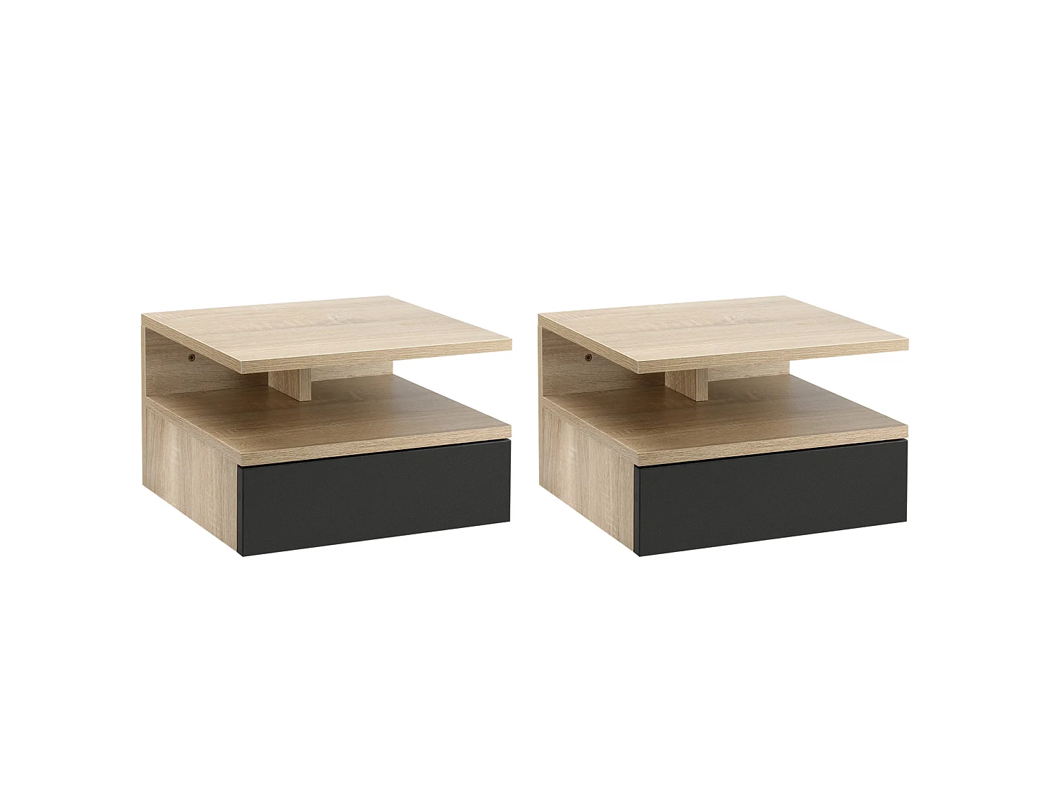 Set de 2 mesitas de noche roble 35x32x22.5 cm HOMCOM