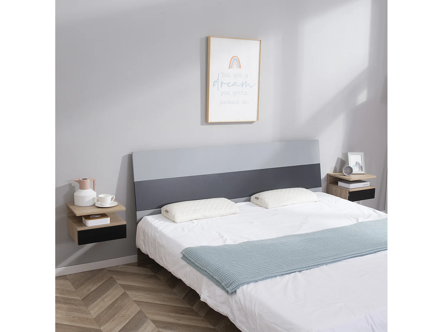 Set de 2 mesitas de noche roble 35x32x22.5 cm HOMCOM