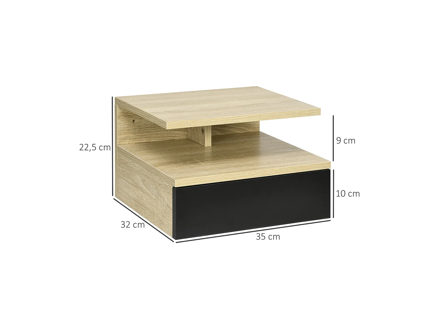 Set de 2 mesitas de noche roble 35x32x22.5 cm HOMCOM