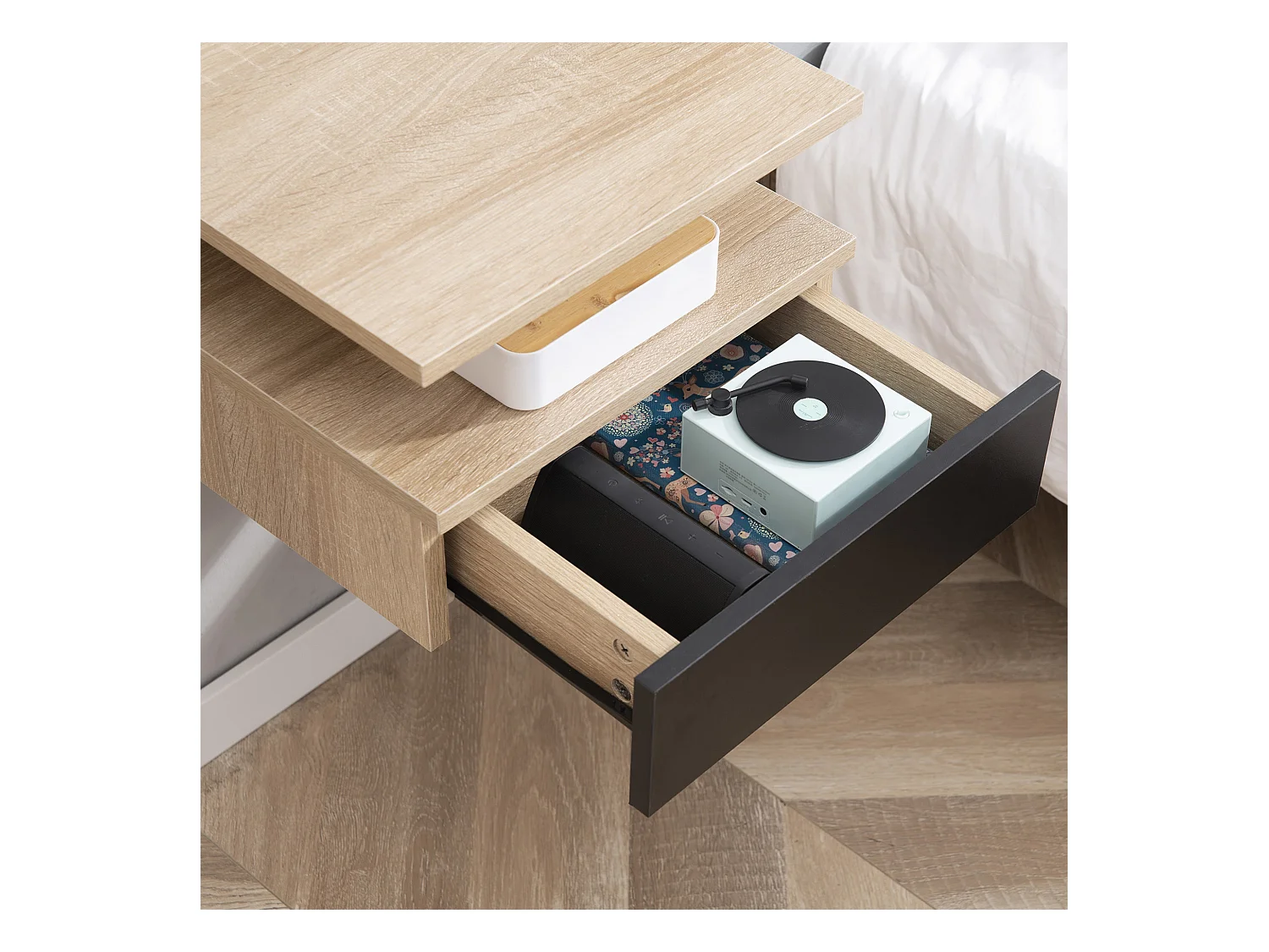 Set de 2 mesitas de noche roble 35x32x22.5 cm HOMCOM