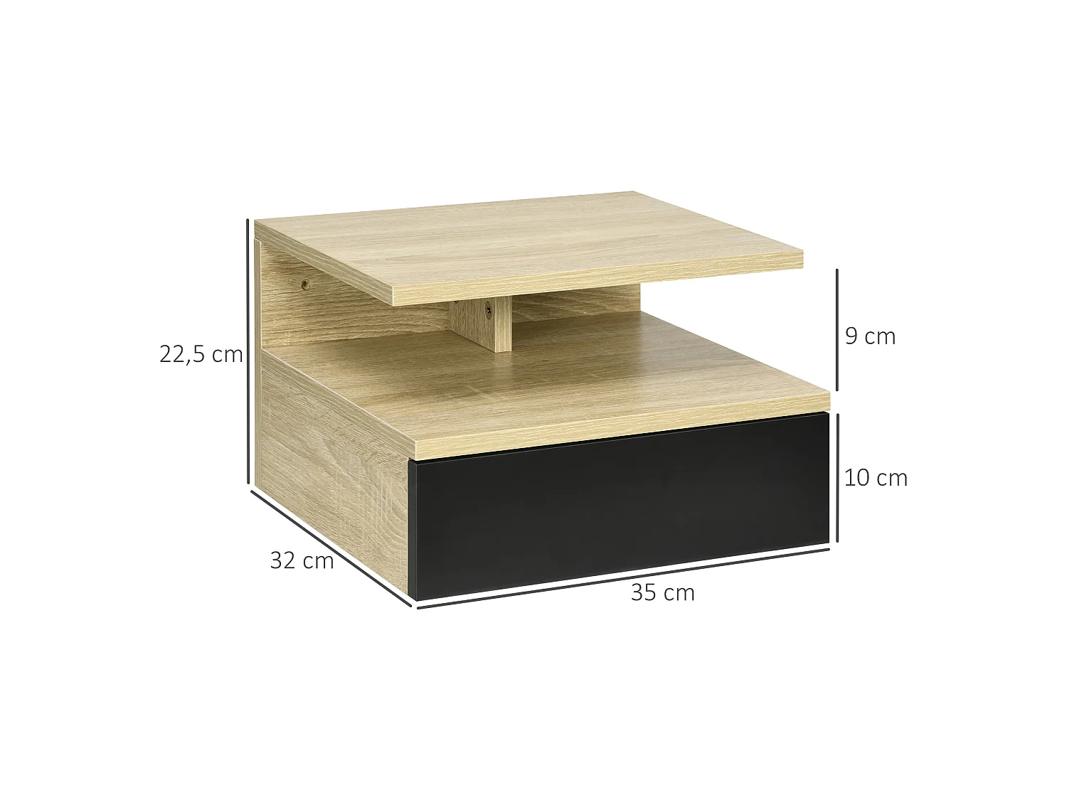 Set de 2 mesitas de noche roble 35x32x22.5 cm HOMCOM