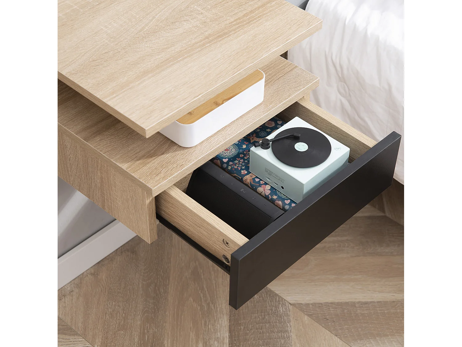 Set de 2 mesitas de noche roble 35x32x22.5 cm HOMCOM