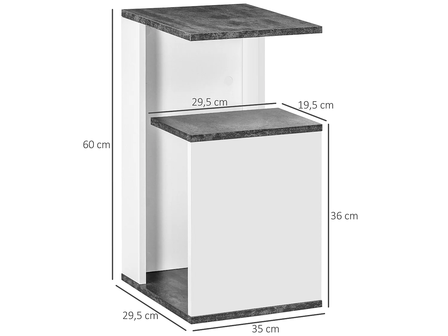 Mesilla de noche gris y blanco 35x29.5x60 cm HOMCOM