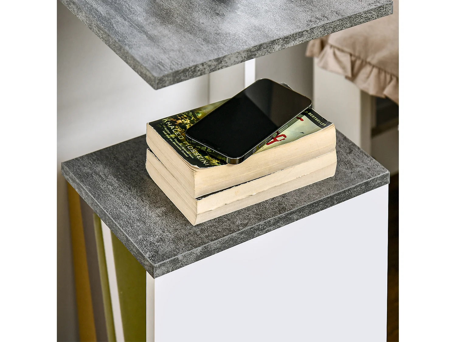 Mesilla de noche gris y blanco 35x29.5x60 cm HOMCOM