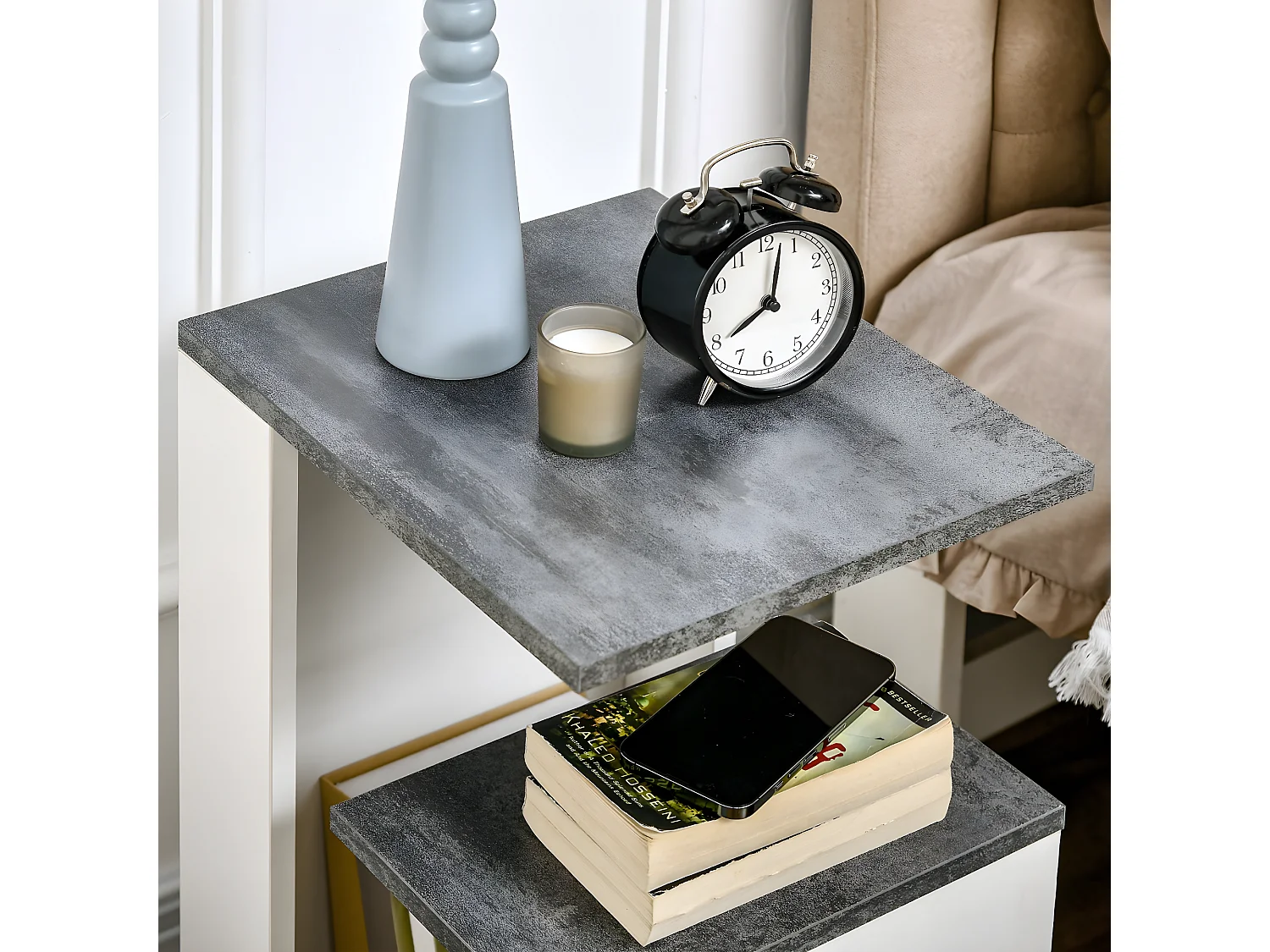 Mesilla de noche gris y blanco 35x29.5x60 cm HOMCOM