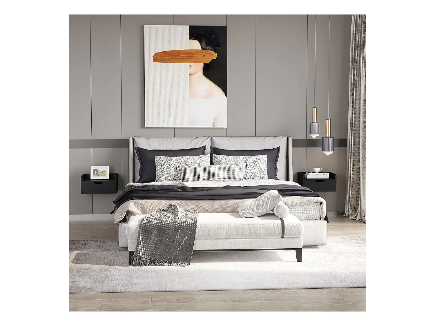 Mesillas de noche negro 40x30x19.5 cm HOMCOM