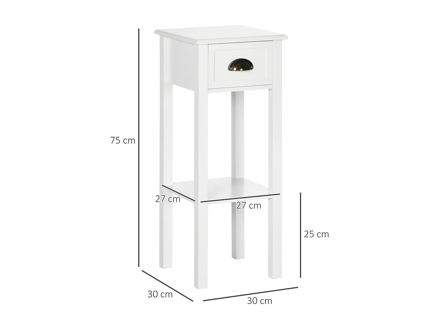 Mesa auxiliar white 30x30x75 cm HOMCOM