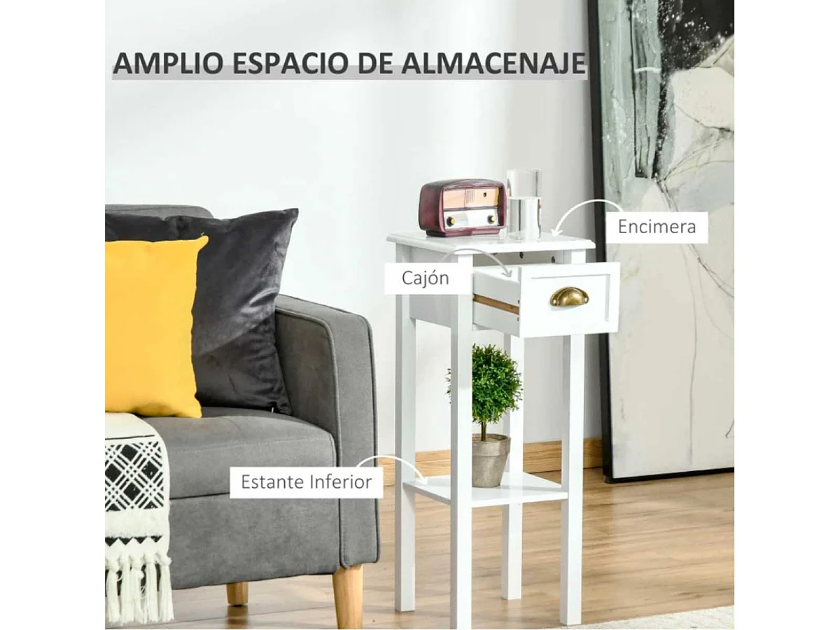 Mesa auxiliar white 30x30x75 cm HOMCOM