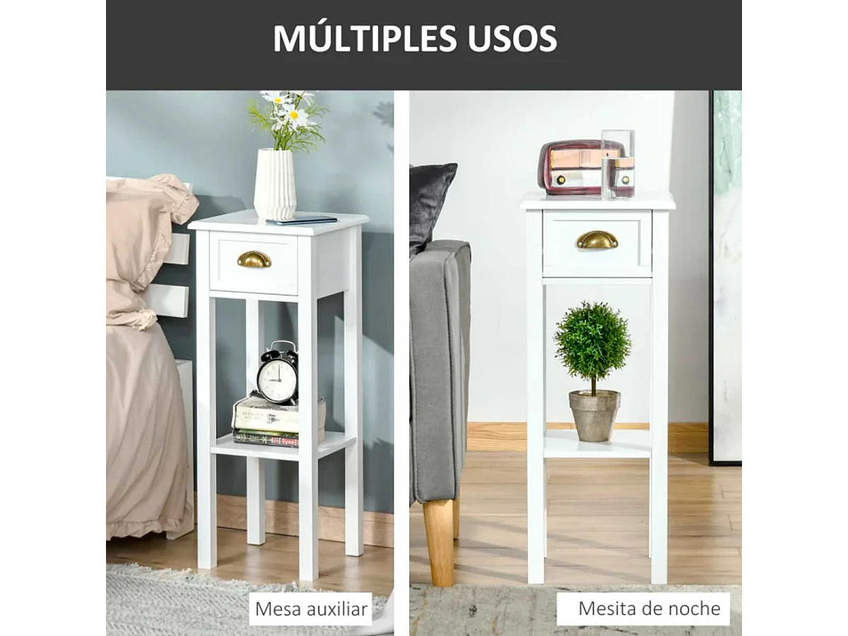 Mesa auxiliar white 30x30x75 cm HOMCOM