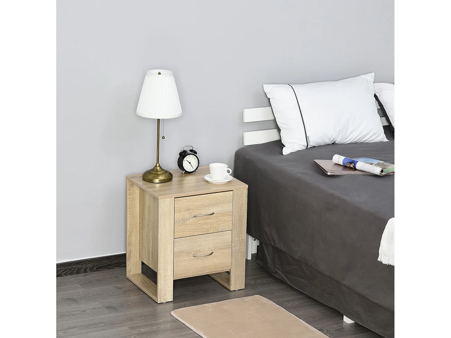 Mesita de noche roble 48x39x54 cm HOMCOM