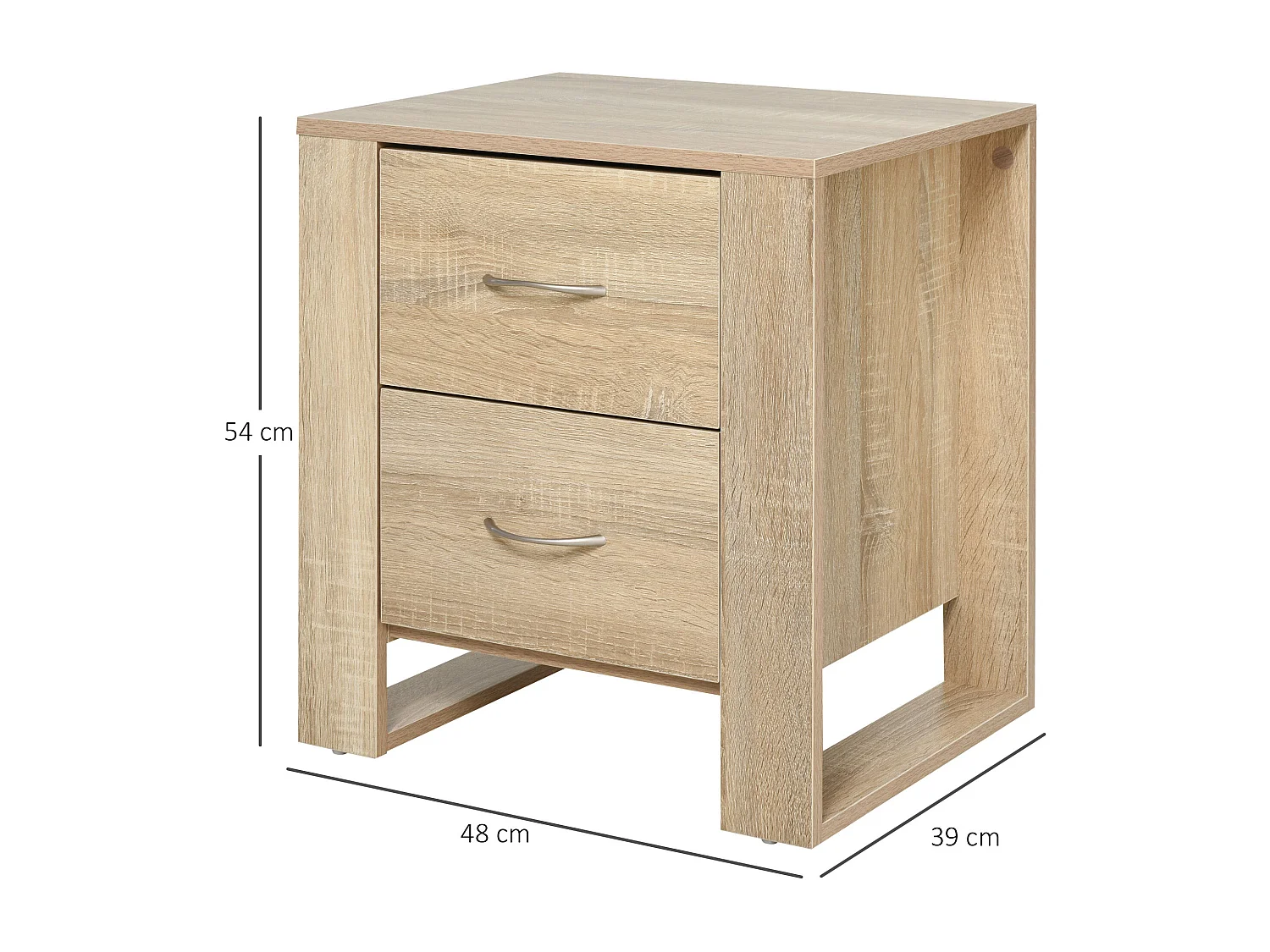 Mesita de noche roble 48x39x54 cm HOMCOM