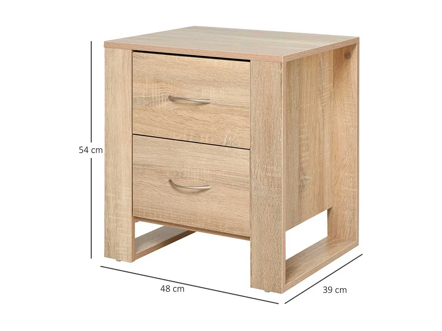 Mesita de noche roble 48x39x54 cm HOMCOM