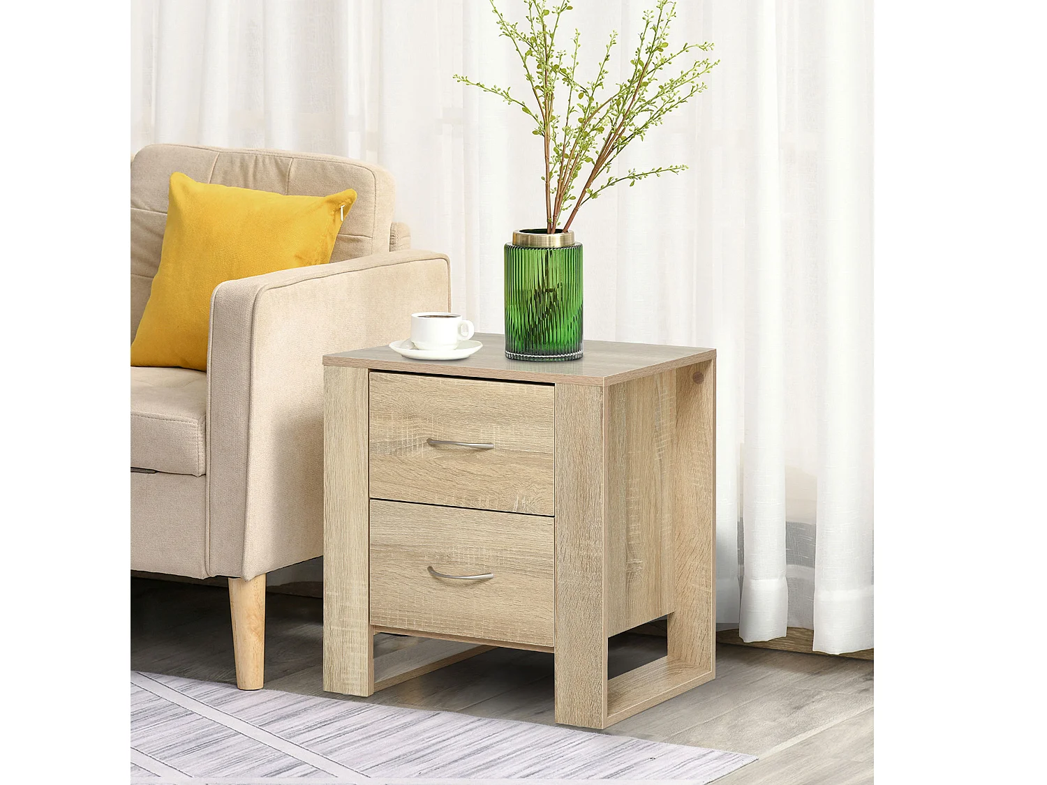 Mesita de noche roble 48x39x54 cm HOMCOM