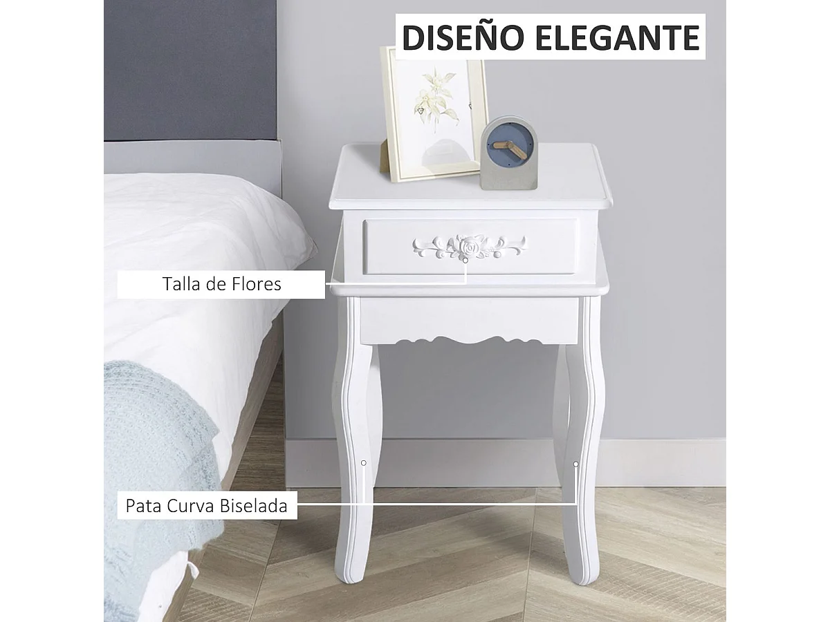 Mesita de noche blanco 40x35x60 cm HOMCOM