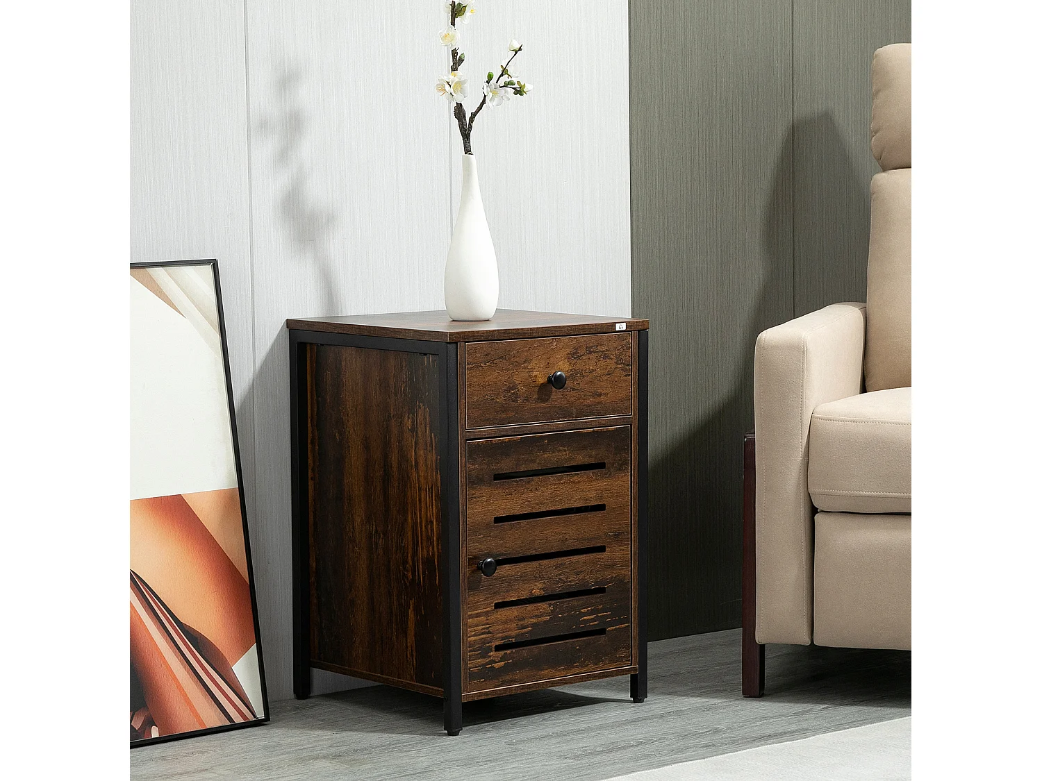 Mesilla de noche marrón 40x40x60 cm HOMCOM