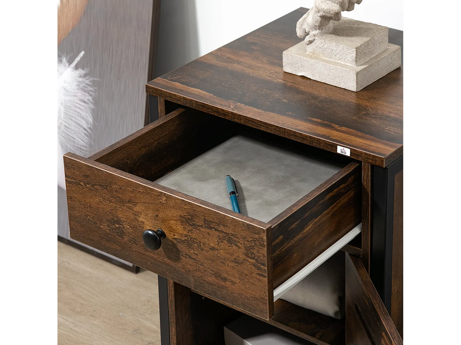 Mesilla de noche marrón 40x40x60 cm HOMCOM