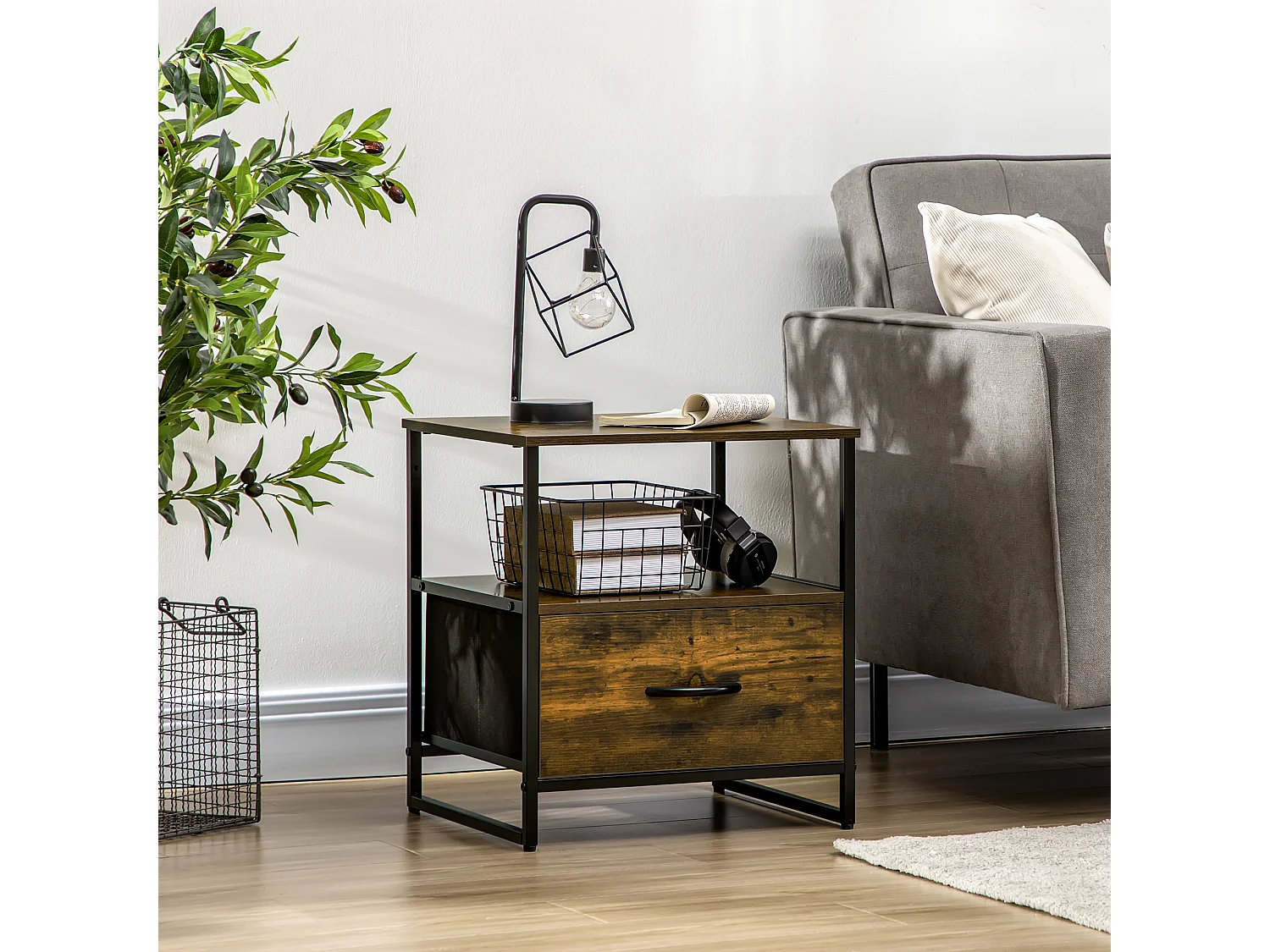 Armario de salón marrón rústico 45x40x50.5 cm HOMCOM