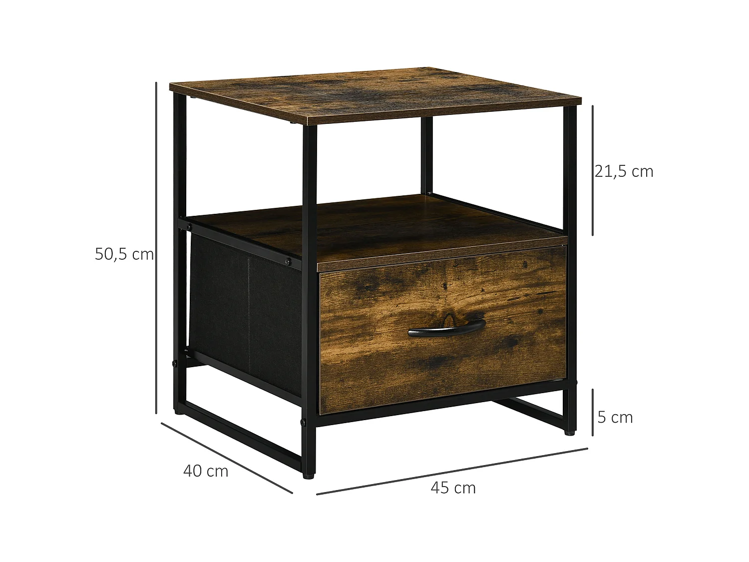 Armario de salón marrón rústico 45x40x50.5 cm HOMCOM