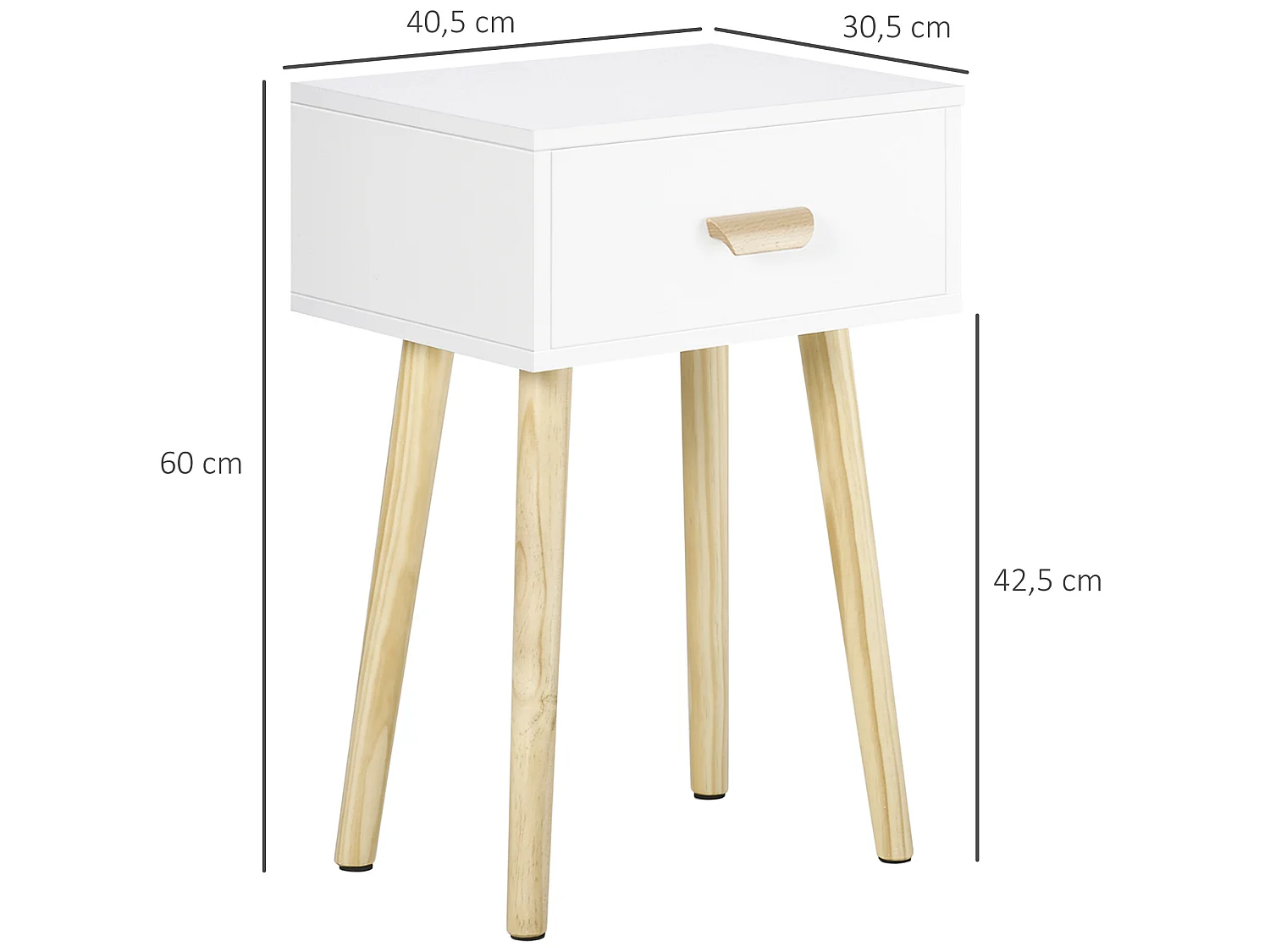 Mesitas de noche blanco 40.5x30.5x60 cm HOMCOM