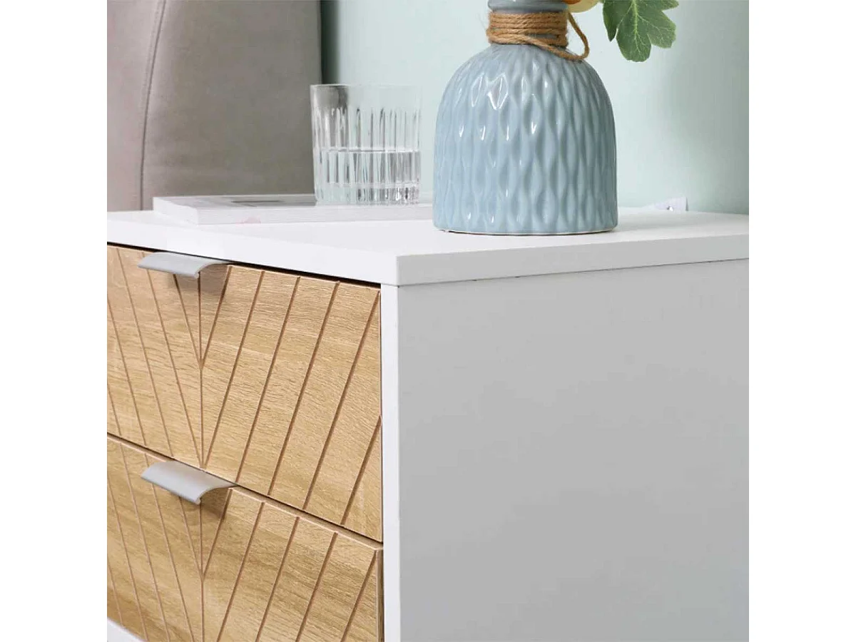 Mesilla de noche blanco y roble 45x39x48 cm HOMCOM