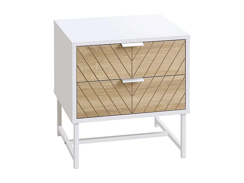 Mesilla de noche blanco y roble 45x39x48 cm HOMCOM