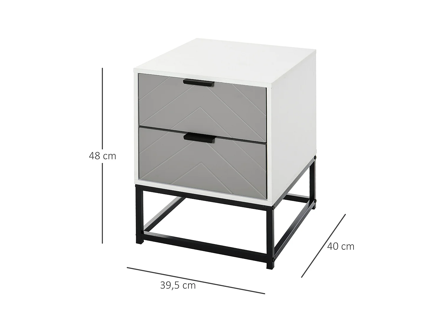 Mesita de noche blanco, gris, negro 39.5x40x48 cm HOMCOM